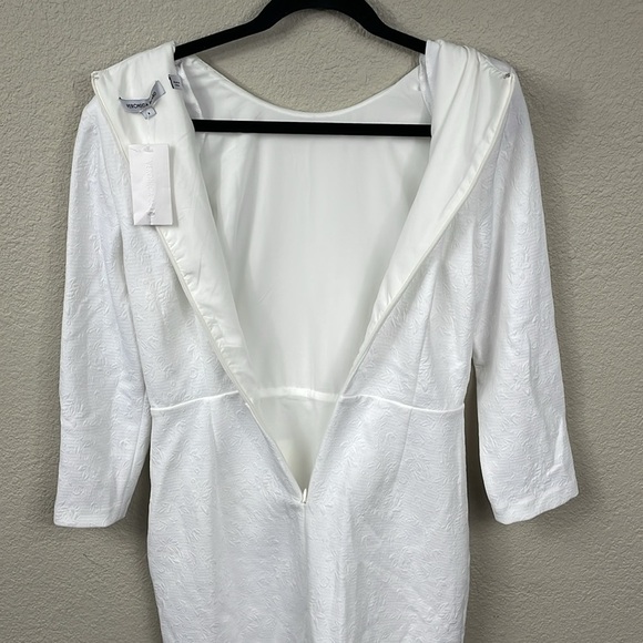 New Veronica Beard Channing Jacquard Sheath Dress In White Long Sleeve Sz 8 - Picture 6 of 14